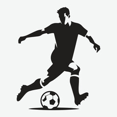 Football Soccer player silhouette with ball. High quality isolated Logo. Sport player shooting on white background. vector silhouette