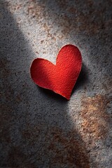 Obraz premium Red heart sticker peeling on rusted metal surface, dramatic love and heartbreak concept, weathered romantic symbol with vintage texture, red heart drama, red heart story, red heart feeling