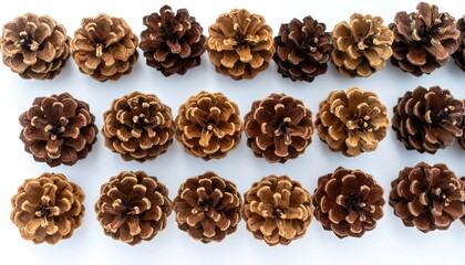 Obraz premium Pine cones arranged in rows