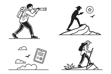 Hiking and exploration icons