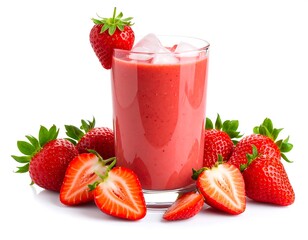Red strawberry smoothie in glass