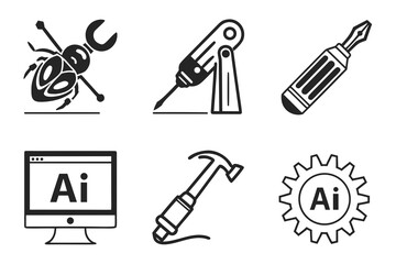 Software development tools icons isolated
