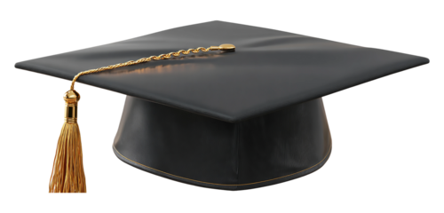 Graduation cap with tassel isolated on transparent background, a symbol of academic achievement and educational success