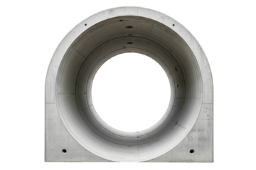 Precast concrete culvert section for a stormwater drain isolated on a transparent background