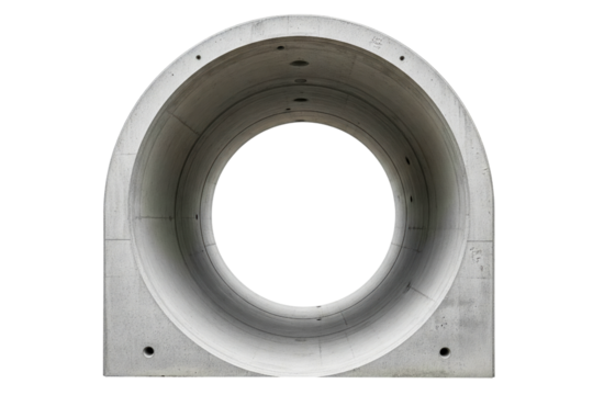 Precast concrete culvert section for a stormwater drain isolated on a transparent background