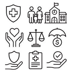 Social policy Web Icon healthcare, family, 
education, protection, law, insurance, healthcare, reform vector