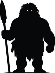 Fat caveman from stone age Vector Illustration isolated on a white background