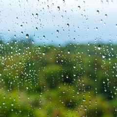 Rainy day view through a window