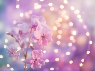 Delicate Pink Flowers with Sparkling Bokeh Background