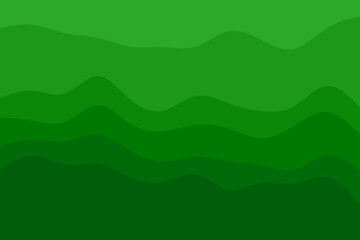 Abstract green wavy layers create a sense of depth and fluidity, evoking natural landscapes or organic forms.
