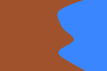 A minimalist abstract background featuring a dynamic wavy blue line separating a solid brown area, creating a modern and versatile design.