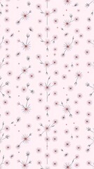 pastel dandelion seeds pattern on soft pink background, delicate and airy seamless design