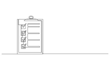 clipboard checklist single line art, Continuous one line art drawing of clipboard with a checklist design. Clipboard Checklist Single Line Drawing, Checklist on Clipboard Task Completion, Planning,