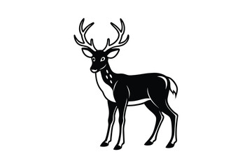 Obraz premium Elegant Deer with Antlers in Black and White Silhouette Style
