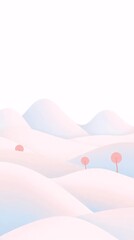 gentle soft pink pastel mountains scene with smooth slopes and light gradient minimal illustration style