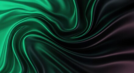 Obraz premium Abstract Swirling Fabric Texture with Green and Dark Hues
