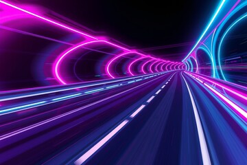 Neon Highway Light Trail – Futuristic Night Motion