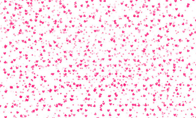 Falling pink heart confetti on transparent background