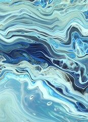 Obraz premium Abstract Classic Blue Marbled background, fluid paint art, wavy wallpaper, marbling texture, blue lines, artistic fashion backdrop, Pattern Abstract Wave Texture Ebru Effect Ombre Bright Gradient