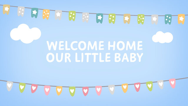 Baby And Kids Garland Clouds Text