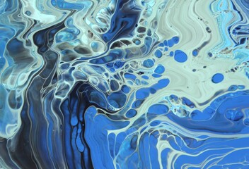 Obraz premium Abstract Classic Blue Marbled background, fluid paint art, wavy wallpaper, marbling texture, blue lines, artistic fashion backdrop, Pattern Abstract Wave Texture Ebru Effect Ombre Bright Gradient