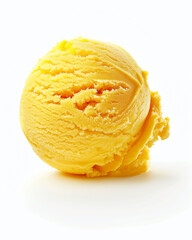 Single Scoop of Mango Ice Cream on White Background
Macro Shot of Creamy Mango Ice Cream with Fruit Pieces