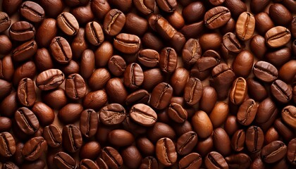 Fototapeta premium rich roasted coffee beans scattered on a seamless tile background showcasing natural textures and warm brown hues