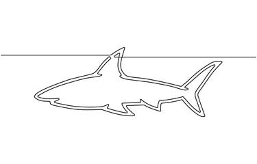 Sharks fish Continuous one line drawing, vector.