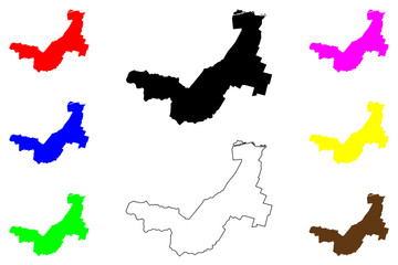 Obihiro city (Japan, Nihon-koku or Nippon-koku, Hokkaido region) map vector illustration, scribble sketch Obihiro-shi map