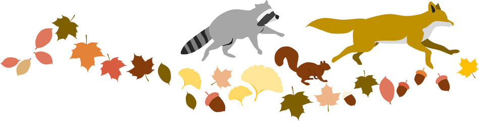 秋の落ち葉のイラスト