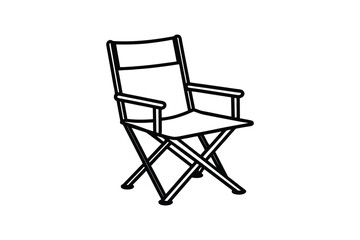 Fototapeta premium Director s Chair Illustration in Black and White Silhouette Style