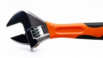 Obraz premium adjustable wrench with black and orange handle on white
