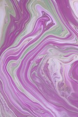 Creative marble abstract hand painted background, violet and purple texture. Royal purple marble background with rich violet and green veining, luxurious elegance. Original artwork photo of marble ink