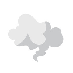 Gray smoke cloud vector illustration, simple flat design isolated on white background.