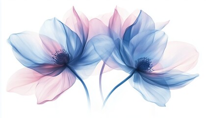 Fototapeta premium Soft And Blurred Water Flowers Painting Showcasing Vintage Aesthetics In Flower Representation. Flowers Depicted In A Unique And Delicate Manner.