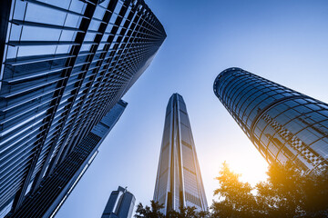 Modern Skyscrapers Under Blue Sky with Sunlight