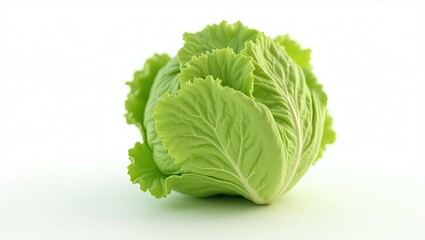 Fresh green cabbage head against a plain white background.