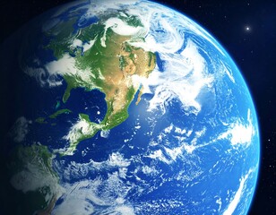 Earth from space, continents, oceans, atmosphere