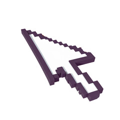 Pixelated computer mouse cursor arrow isolated on transparent background