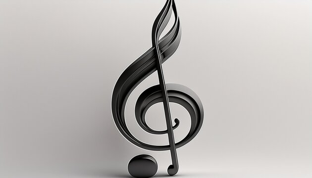 black sol g clef treble solfege music note musical symbol sign key 3d on white background simple design minimalist object