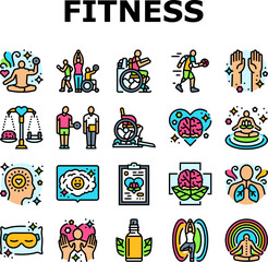 inclusive holistic fitness icons set vector