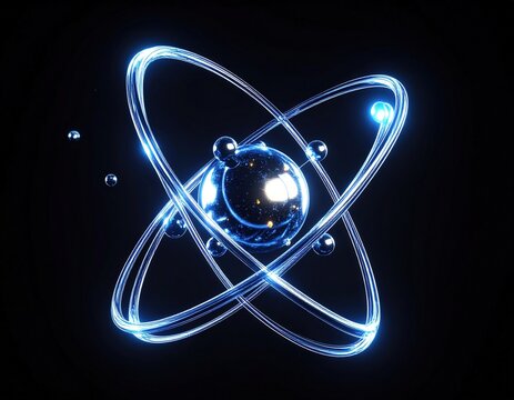 Abstract Atomic Structure Glowing Blue Design - Powered by Adobe