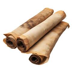 Fototapeta premium Antique Old Scroll Paper on White Background - Vintage Aged Parchment Design