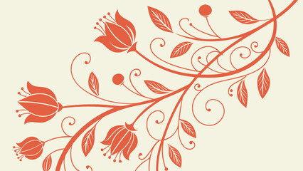 Elegant floral branch with flowers and leaves for decoration and design element on light background