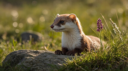The Weasel lies stretched out on a warm, flat rock in the middle of a quiet meadow.