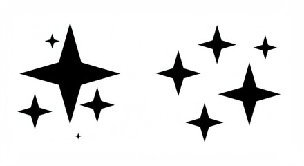 Vector art of collection of star sparkle and shine vector illustrations isolated on white background