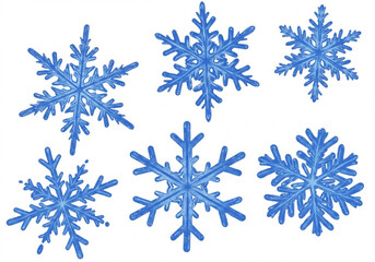 Vector art of set of blue snowflakes isolated on white background