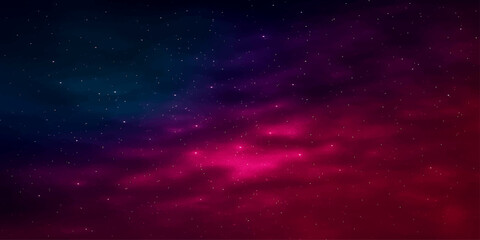 An abstract and dark starry night sky with bright blue clouds, a nebula, and a galaxy illuminating the deep cosmos