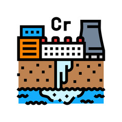 chromium contaminated groundwater factory site color icon vector illustration