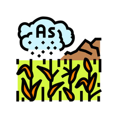 arsenic poisoning crops mining area color icon vector illustration